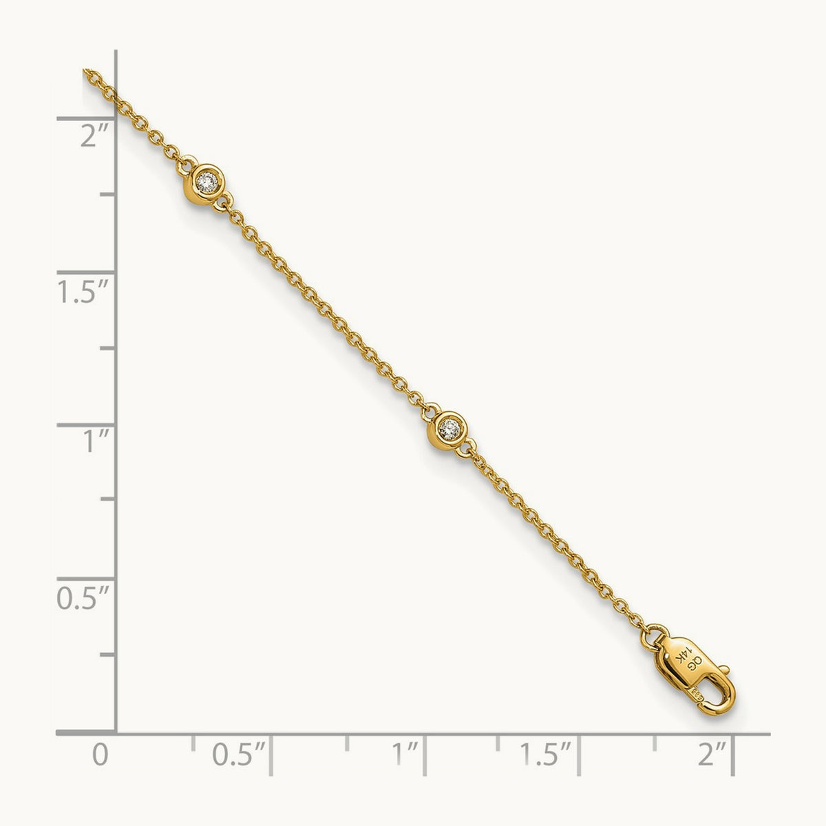 Diamond Station Cable Anklet, 14K