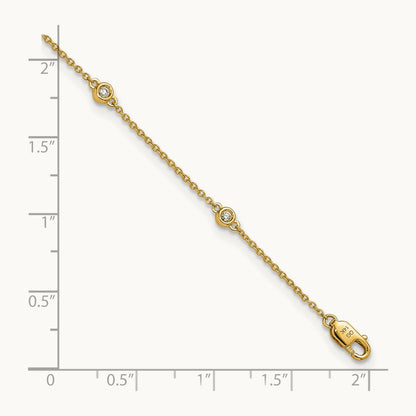 Diamond Station Cable Anklet, 14K