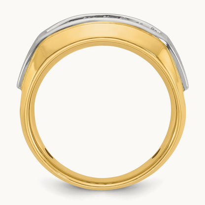 IBGoodman Men's Polished and Satin 2-Row Diamond Ring, 14K Two-tone