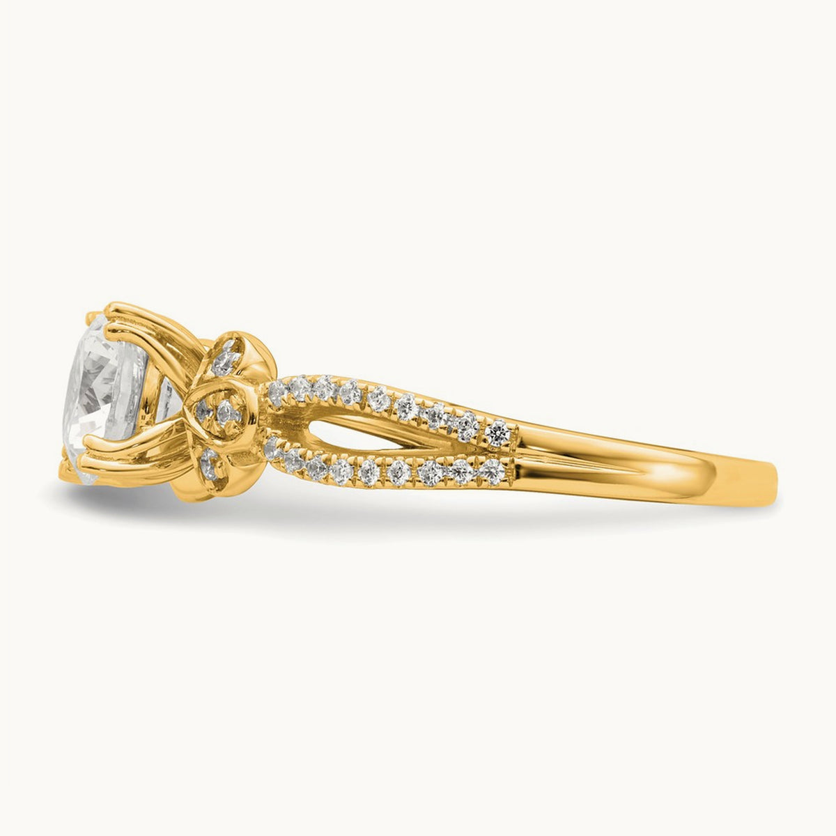 1ct Round Split Shank Semi-Mount Eng. Dia Ring, 14K Gold