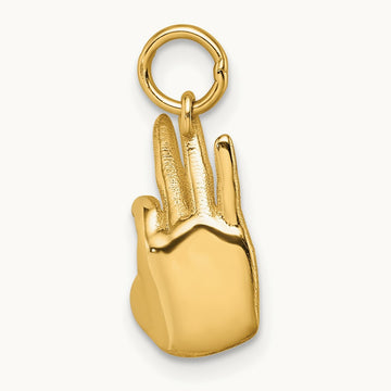 Polished OK Hand Pendant, 14K