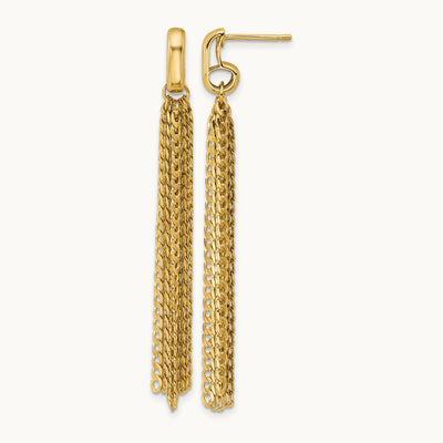 Polished Fancy Curb Link Tassel Post Dangle Earrings, 14K — Leslie's