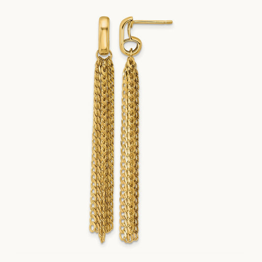 Polished Fancy Curb Link Tassel Post Dangle Earrings, 14K — Leslie's