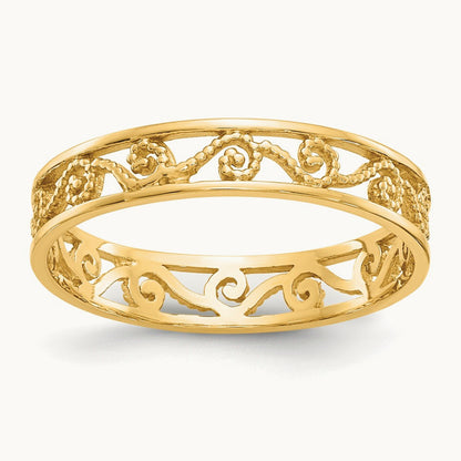 Polished/Textured Ring, 14K