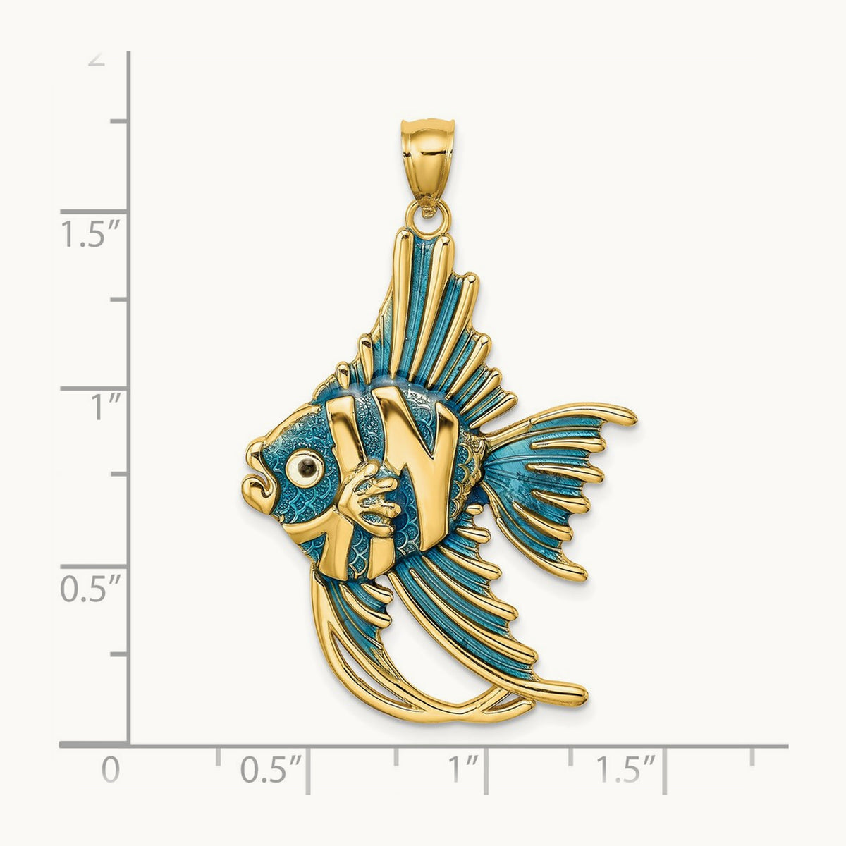 w/ Blue Enamel ANGELFISH Charm, 14K