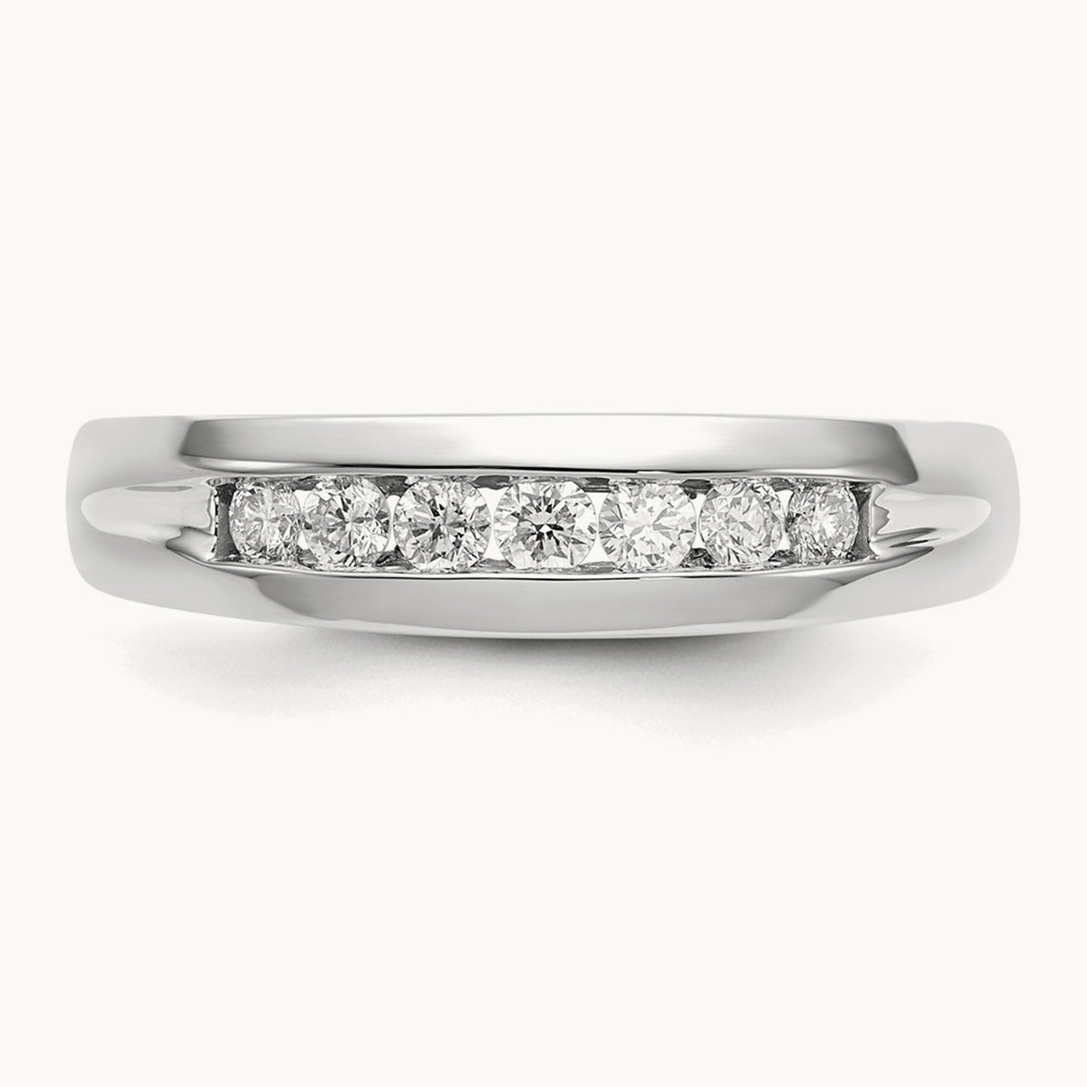 With White RH 7 Stone Men's Ring, 0.25 ct tw Lab-Grown Diamond — 14K White Gold