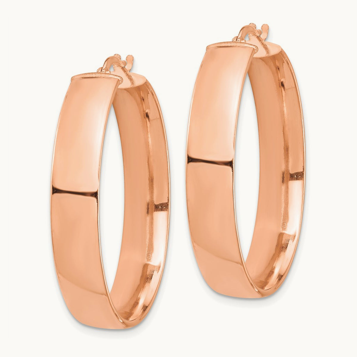 High Polished Hoop Earrings — 14K Rose Gold
