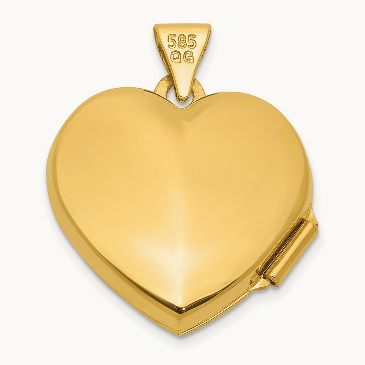 Polished Peridot August Birthstone Heart Locket, 18mm, 14K