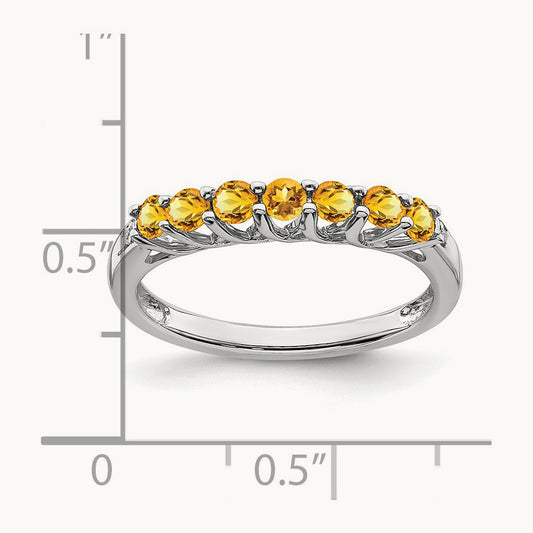 Citrine and Diamond 7-stone Ring, 14K White Gold