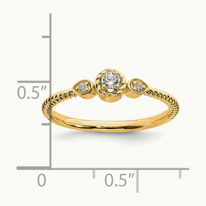 Roped Band Petite Round Complete Dia Ring, 14K Gold