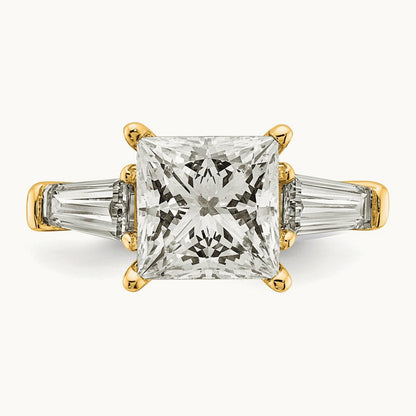 Princess & Baguette Engagement Ring, 1.50-3.75 ct tw Lab-Grown Diamond — 3 3/4 ct, 14K Yellow Gold