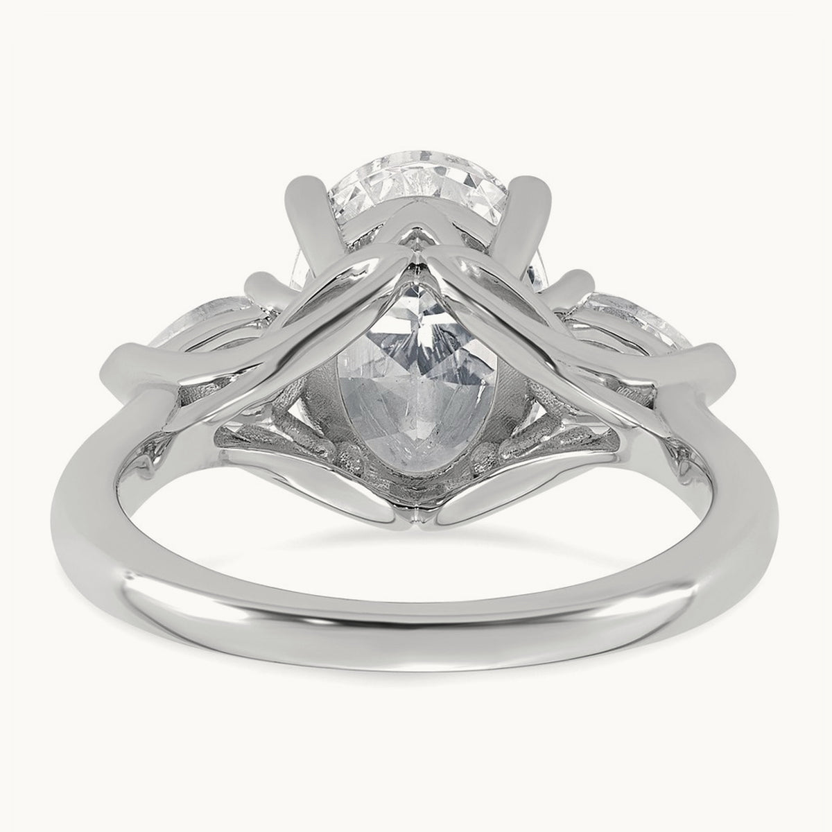 Oval/Pear 3 Stone Engagement Ring, 1.25-3.50 ct tw Lab-Grown Diamond — 3 5/8 ct, 14K White Gold
