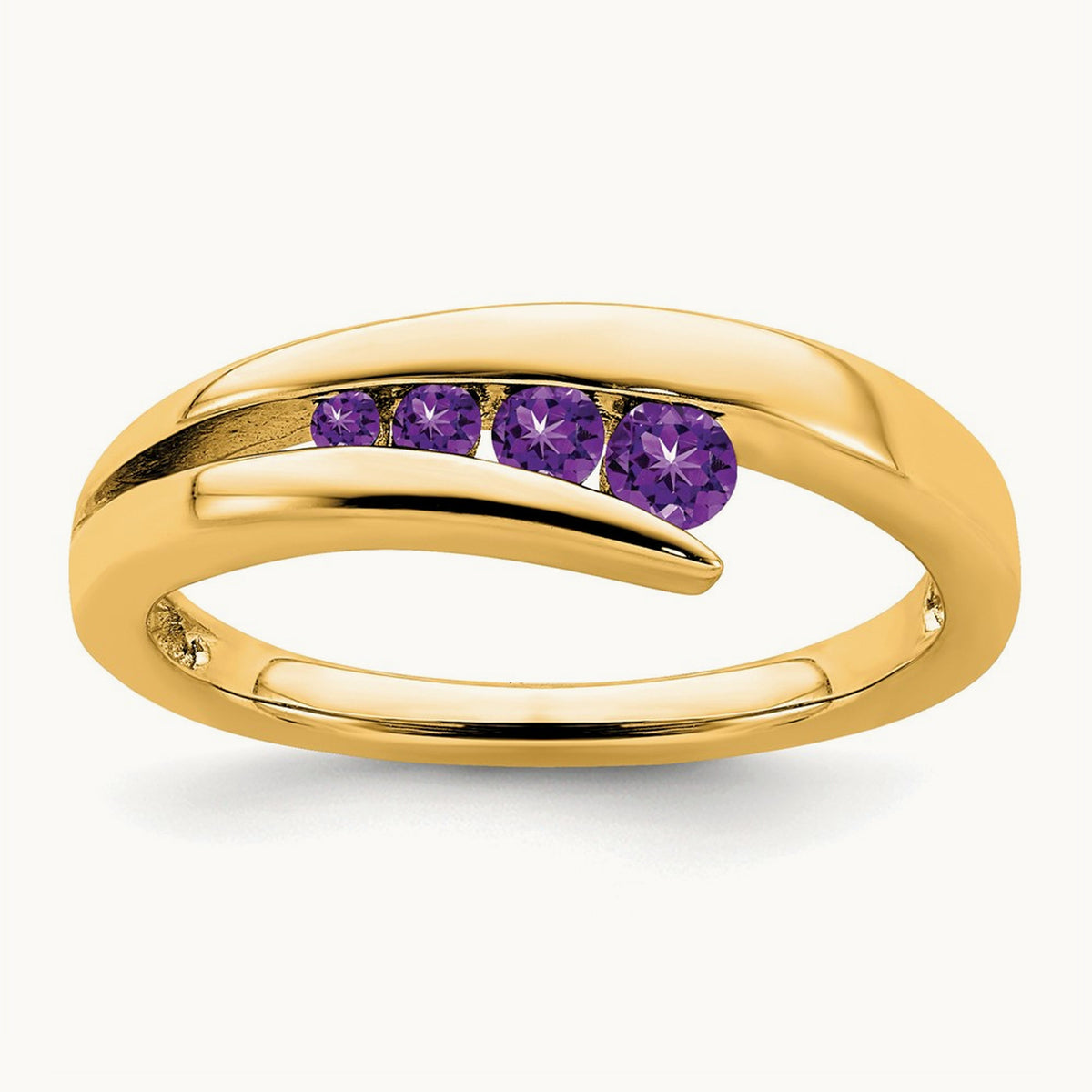 Amethyst 4-stone Ring — 14K Yellow Gold, 7