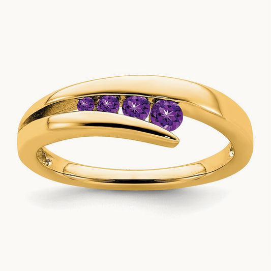 Amethyst 4-stone Ring — 14K Yellow Gold, 7