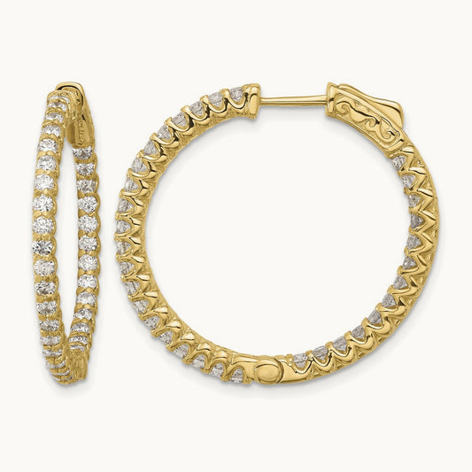 2.3ct 66- In/Out Hoop w/ Safety Clasp Diamond Earrings, 2.0mm, 14K