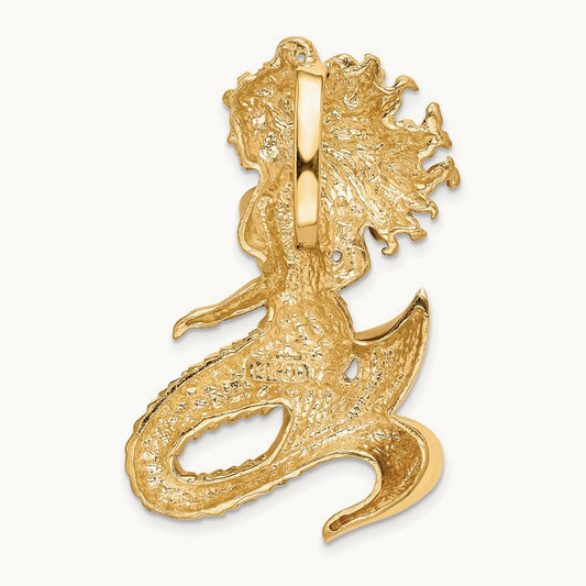 Polished & Satin Diamond-cut Mermaid Slide, 14K