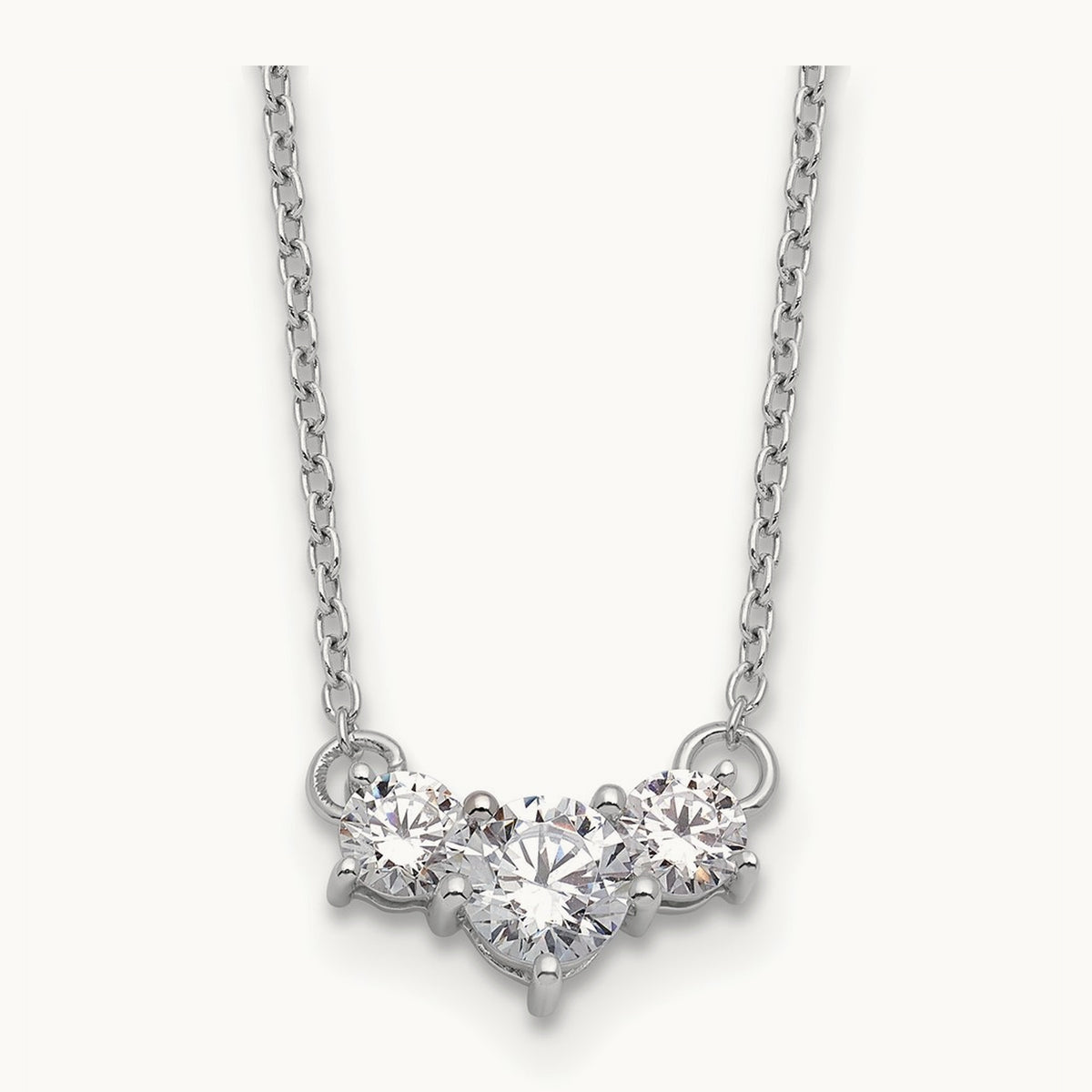 3 Stone Necklace, 0.75-1.50 ct tw Lab-Grown Diamond — 3/4 ct, 14K White Gold