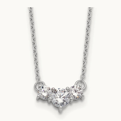 3 Stone Necklace, 0.75-1.50 ct tw Lab-Grown Diamond — 3/4 ct, 14K White Gold