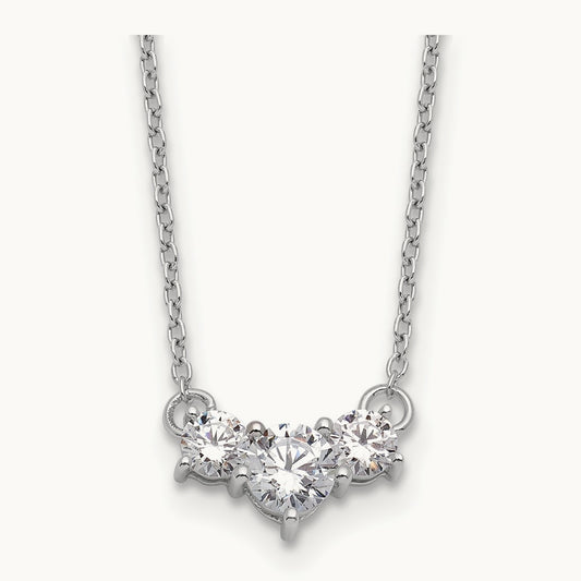 3 Stone Necklace, 0.75-1.50 ct tw Lab-Grown Diamond — 3/4 ct, 14K White Gold