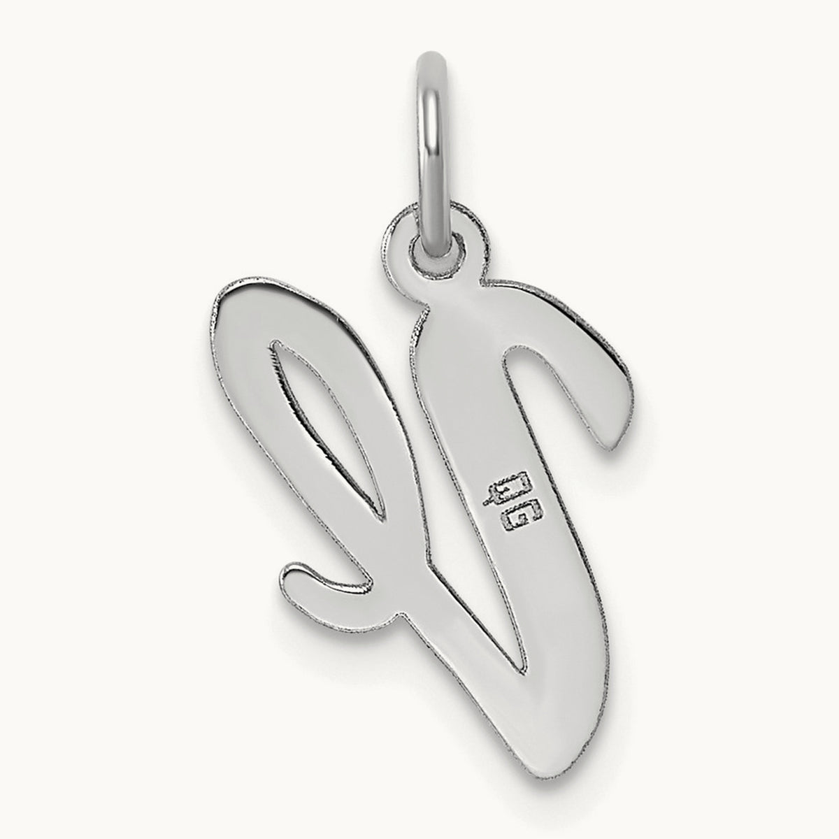 Medium Script Initial Charm — 14K White Gold, V