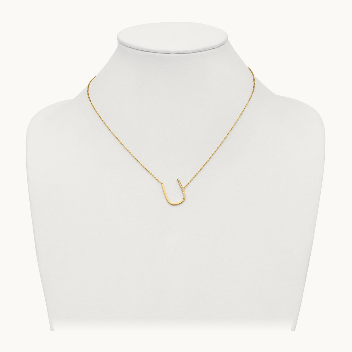 Sideways Diamond Necklace — 14K Yellow Gold, U