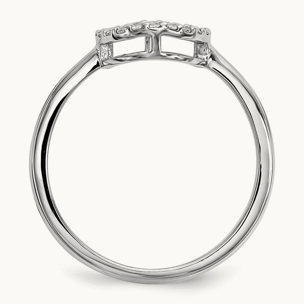 Diamond Open Circle Ring — 14K White Gold