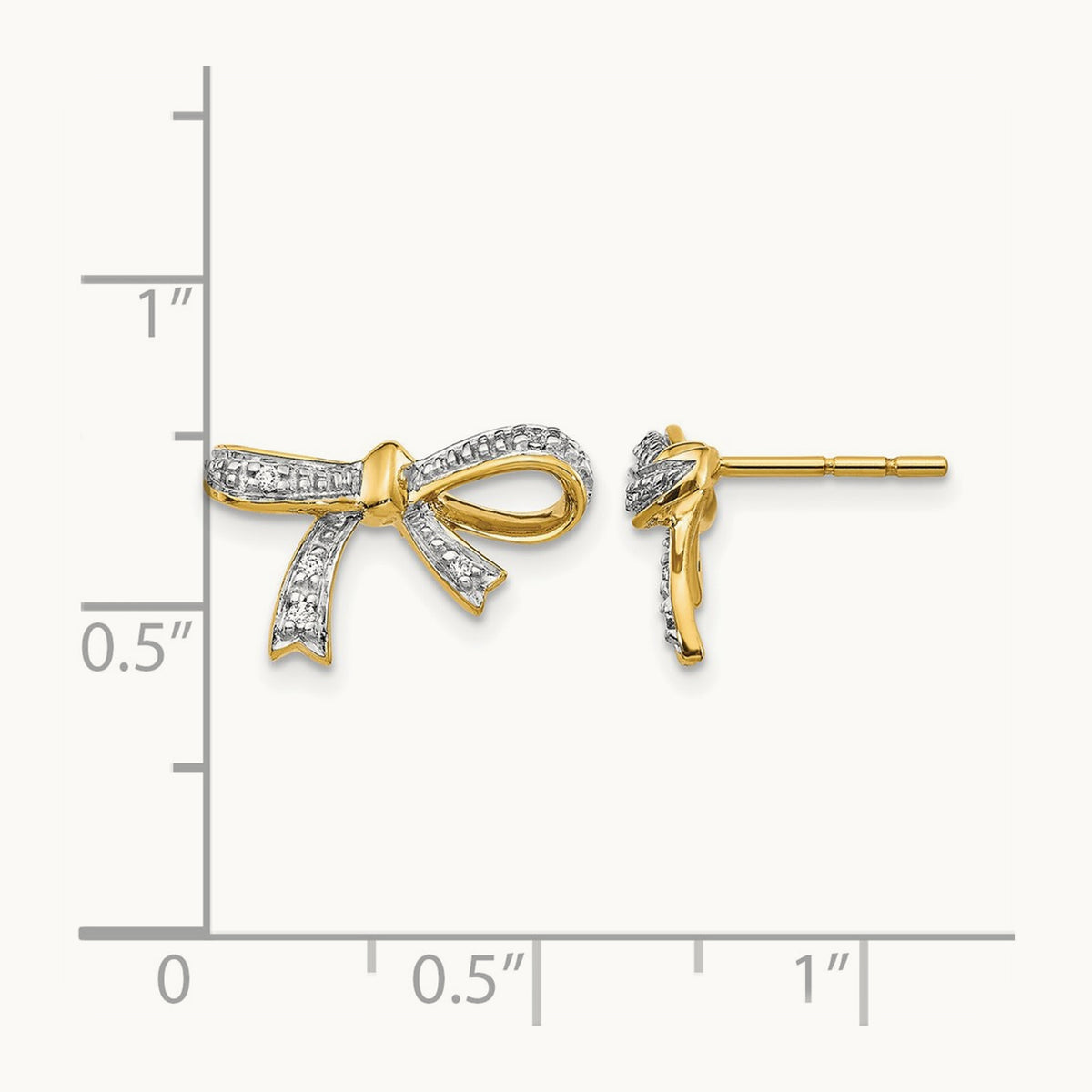 Diamond Bow Post Earrings, 14K