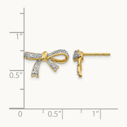 Diamond Bow Post Earrings, 14K
