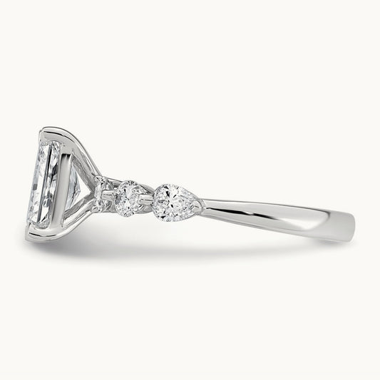 Radiant Center with Pear Sides Ring, 2 1/8-4 7/8 ct Lab-Grown Diamond