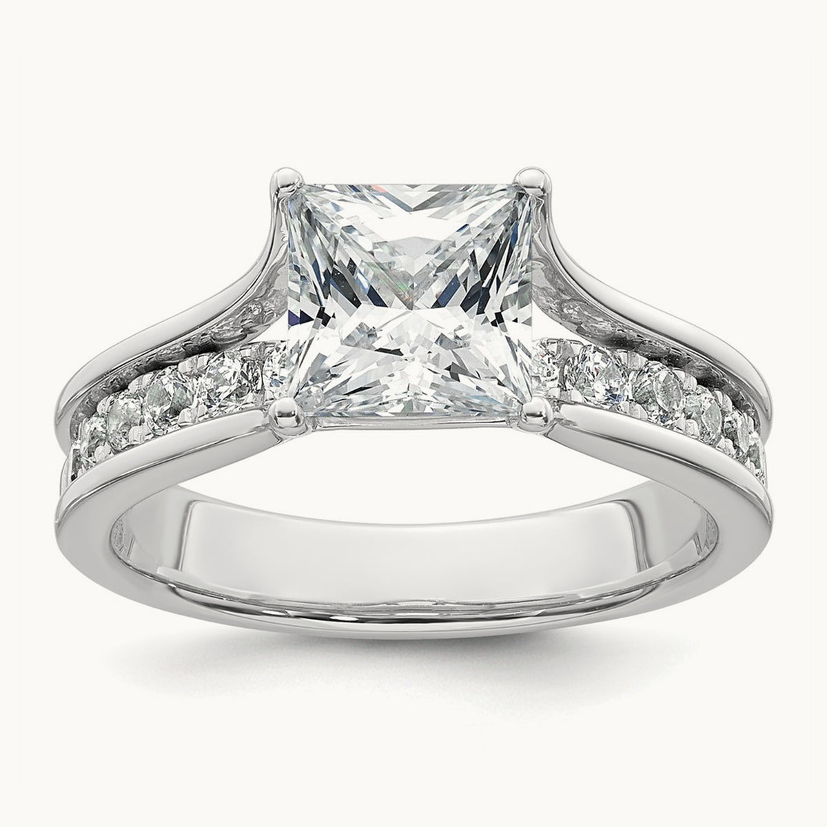 Princess Engagement Ring, 1.75-3.00 ct tw Lab-Grown Diamond — 2 1/2 ct, 14K White Gold