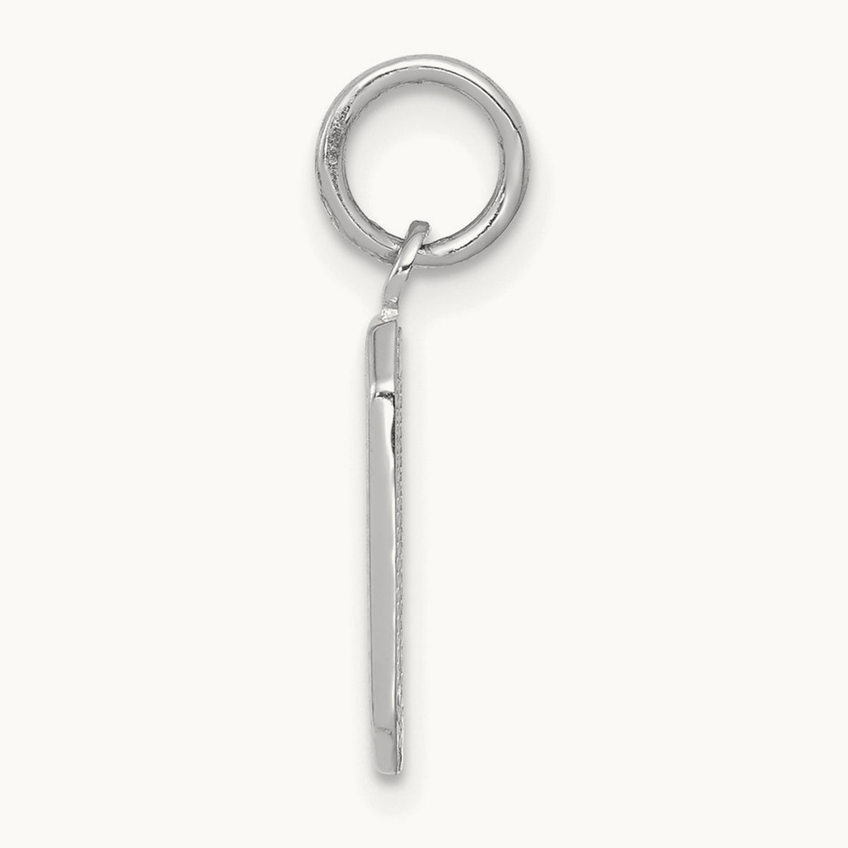 Small Polished Number 0 Charm — 14K White Gold