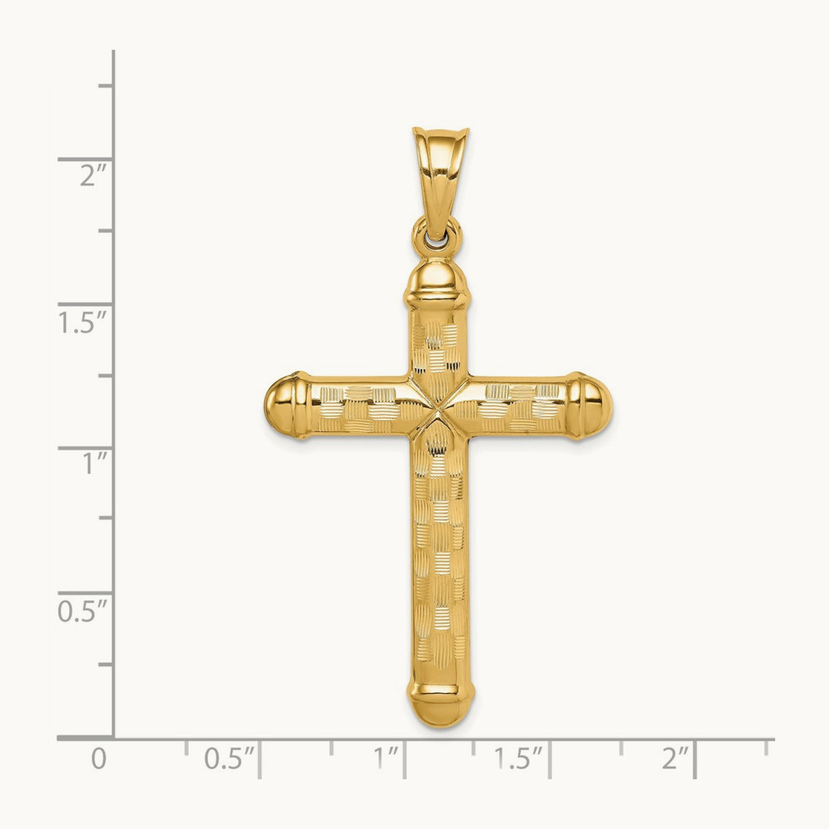 Hollow Diamond-cut Cross Pendant, 14K