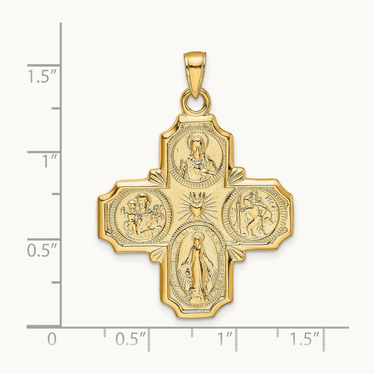Four-Way Medal Pendant — 14K Yellow Gold, 39.25mm