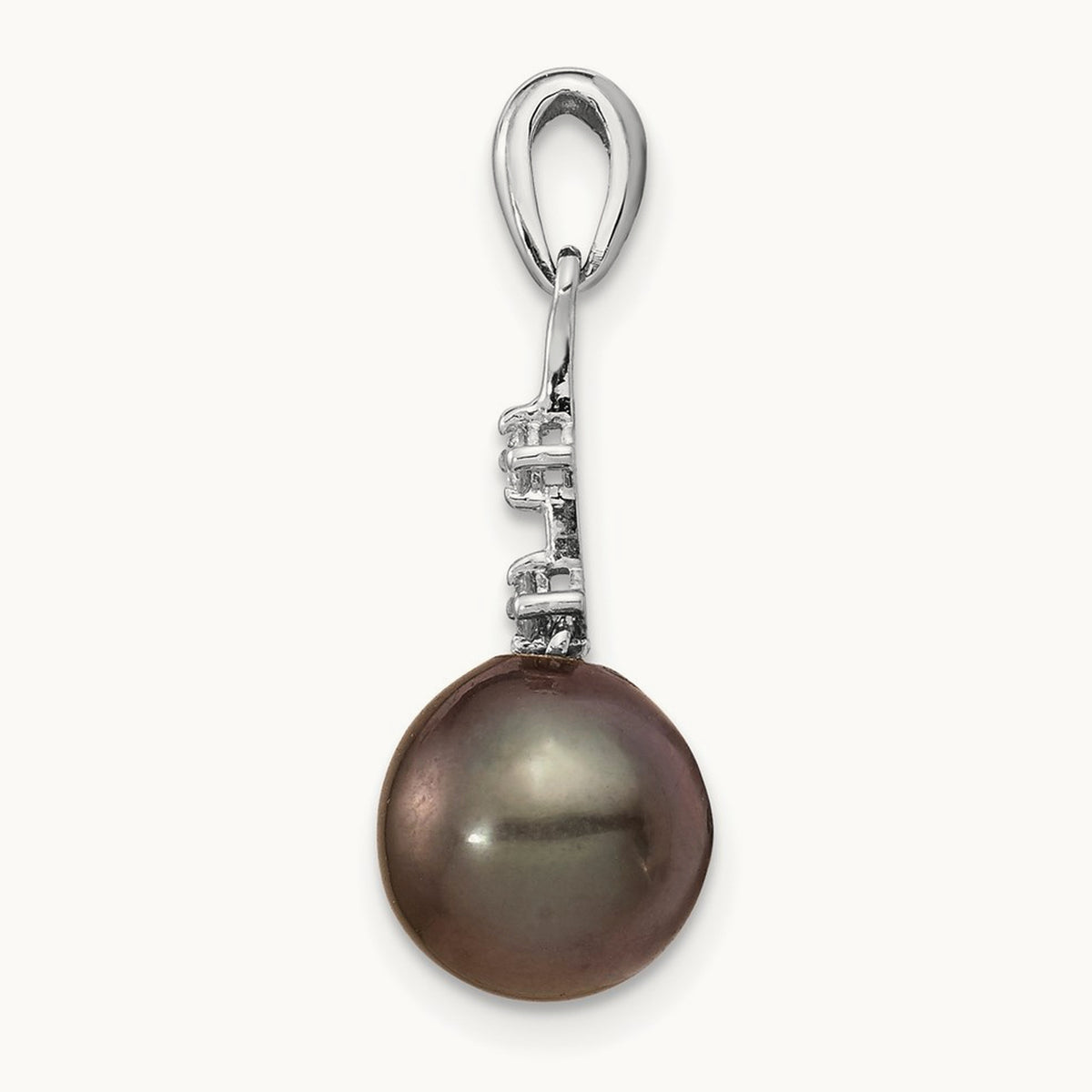 WG 8- Teardrop Saltwater Cultured Tahitian Pearl .04ct Dia. Pendant, 9mm, 14K