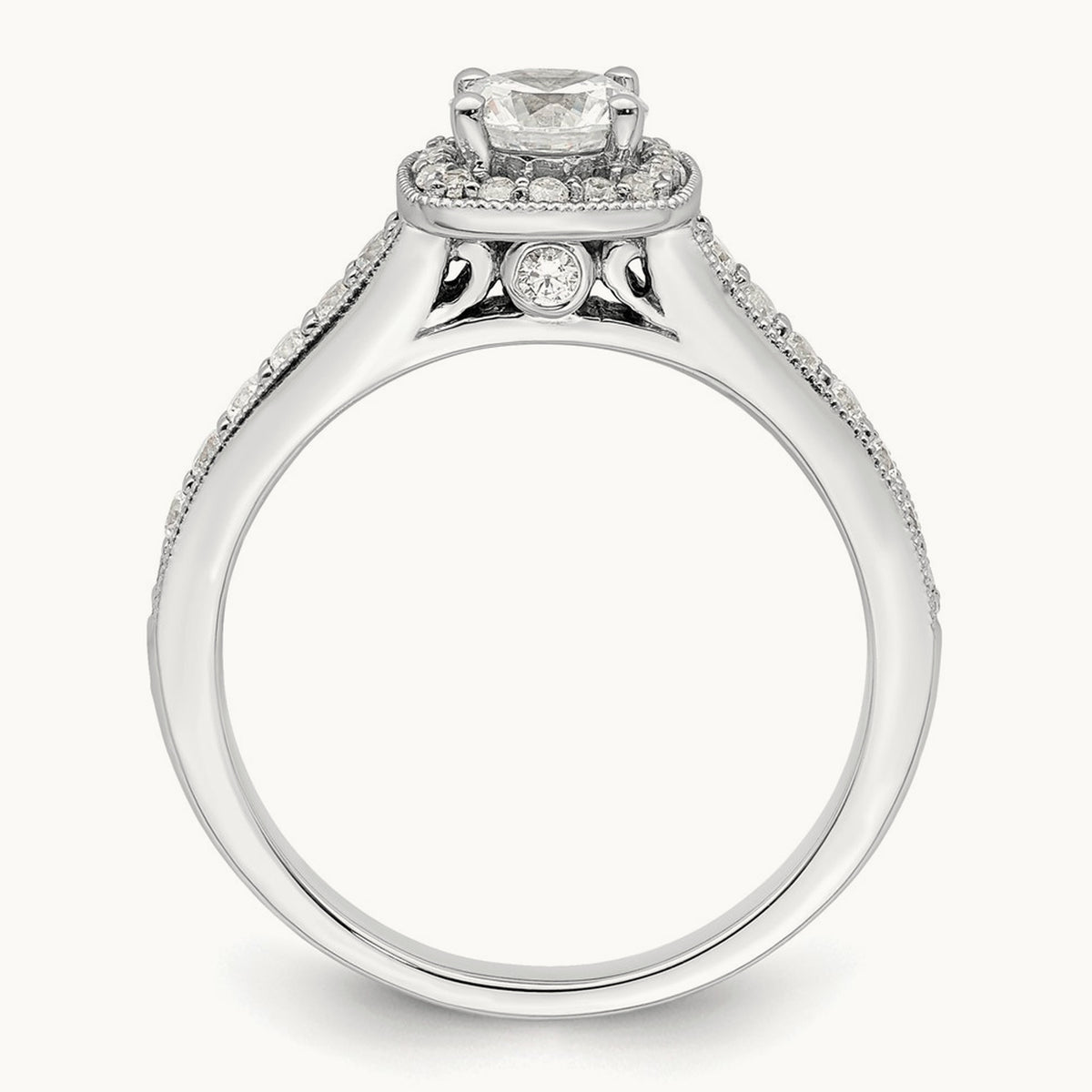 Halo Round Semi-Mount Engagement Ring, 0.50 ct tw