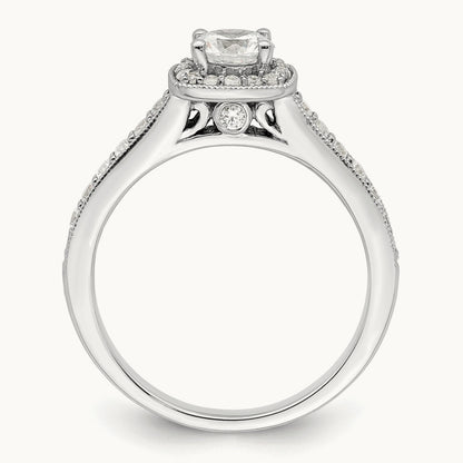 Halo Round Semi-Mount Engagement Ring, 0.50 ct tw