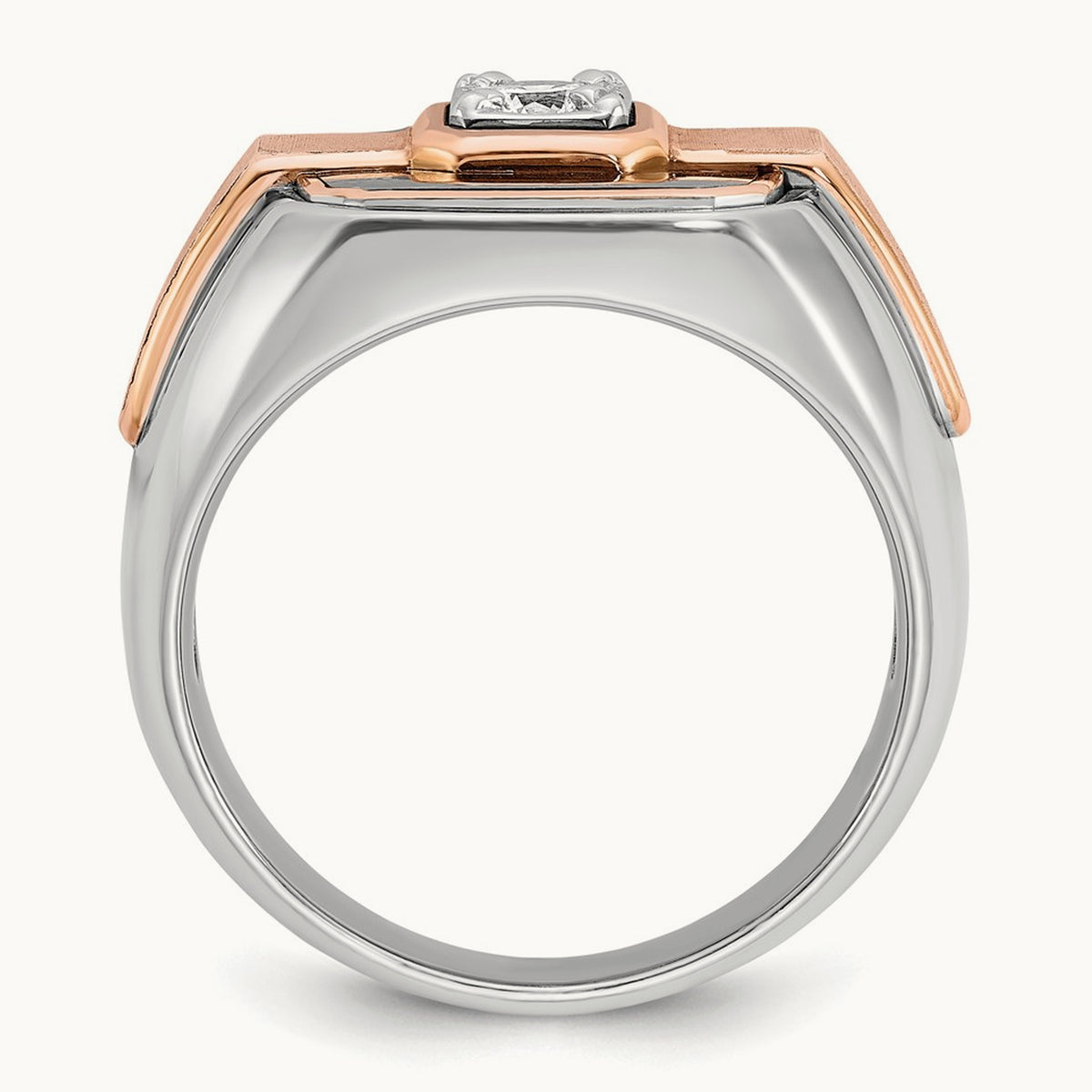 14kwr w/ Black RH IBGoodman Men's Polished & Satin Diamond Ring