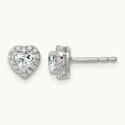 Heart Halo Post Earrings, 0.50-7.25 ct tw Lab-Grown Diamond — 5/8 ct, VS/SI (Great) · Certified, 14K White Gold