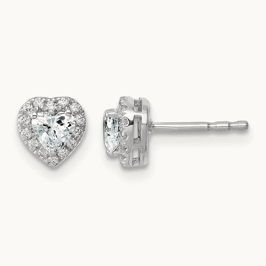 Heart Halo Post Earrings, 0.50-7.25 ct tw Lab-Grown Diamond — 5/8 ct, VS/SI (Great) · Certified, 14K White Gold