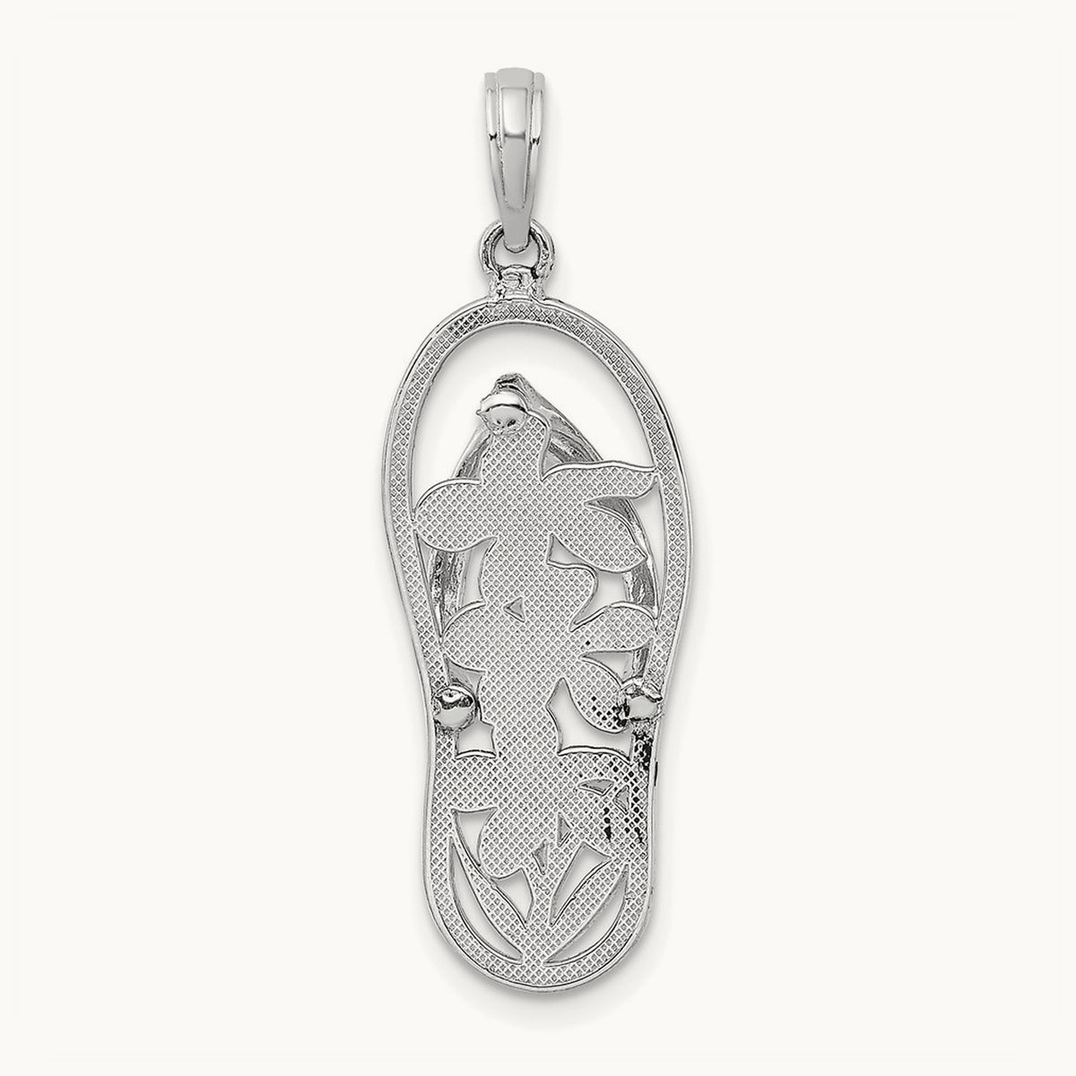 Polished Multi Flower Flip-Flop Charm — 14K White Gold