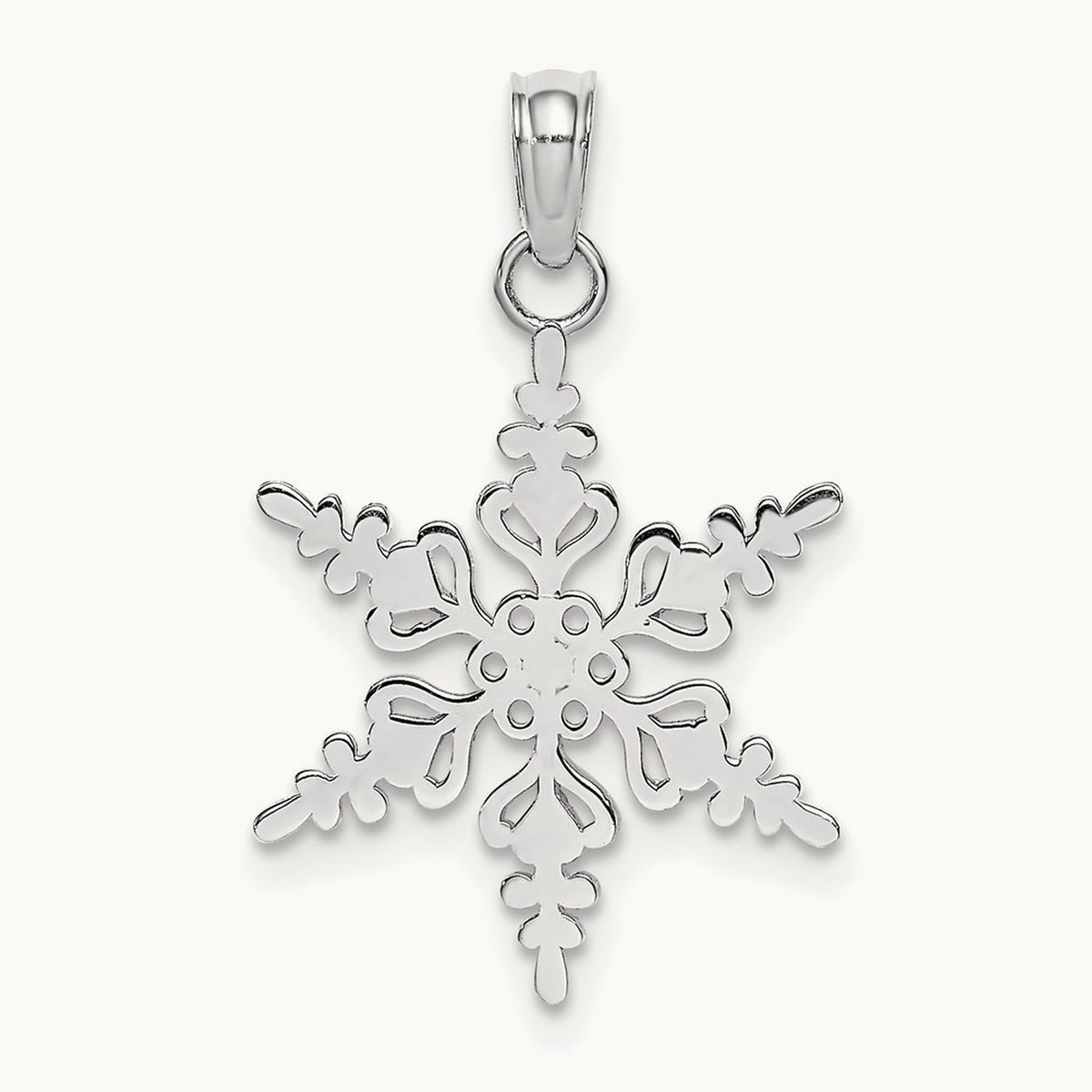 Polished Snowflake Charm — 14K White Gold