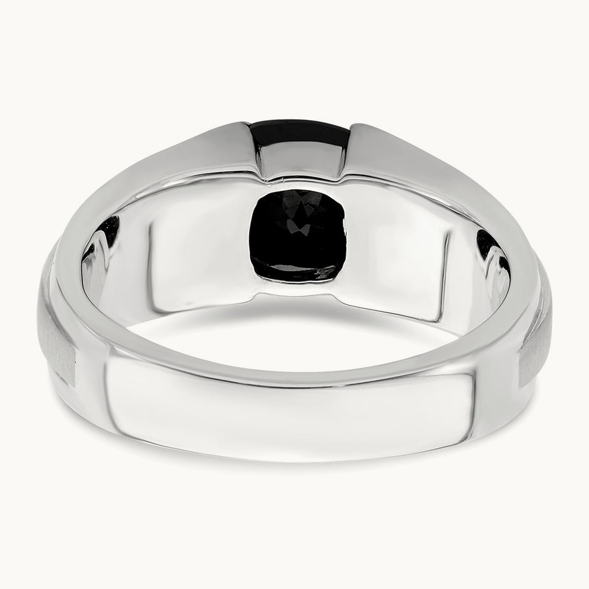 Onyx and Diamond Mens Ring, 14K White Gold