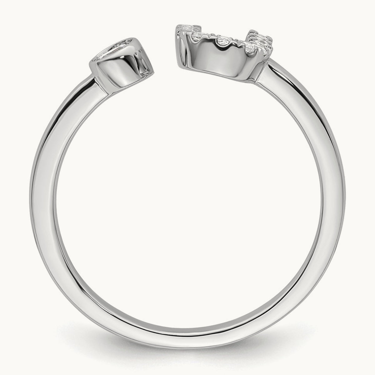 Initial U Adjustable Ring, 0.15 ct tw Lab-Grown Diamond
