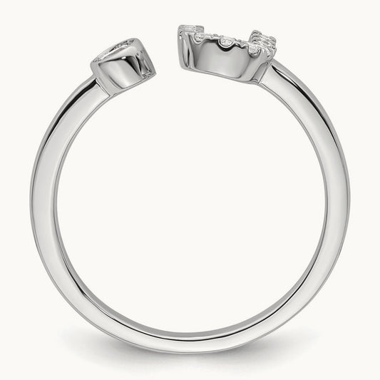 Initial U Adjustable Ring, 0.15 ct tw Lab-Grown Diamond