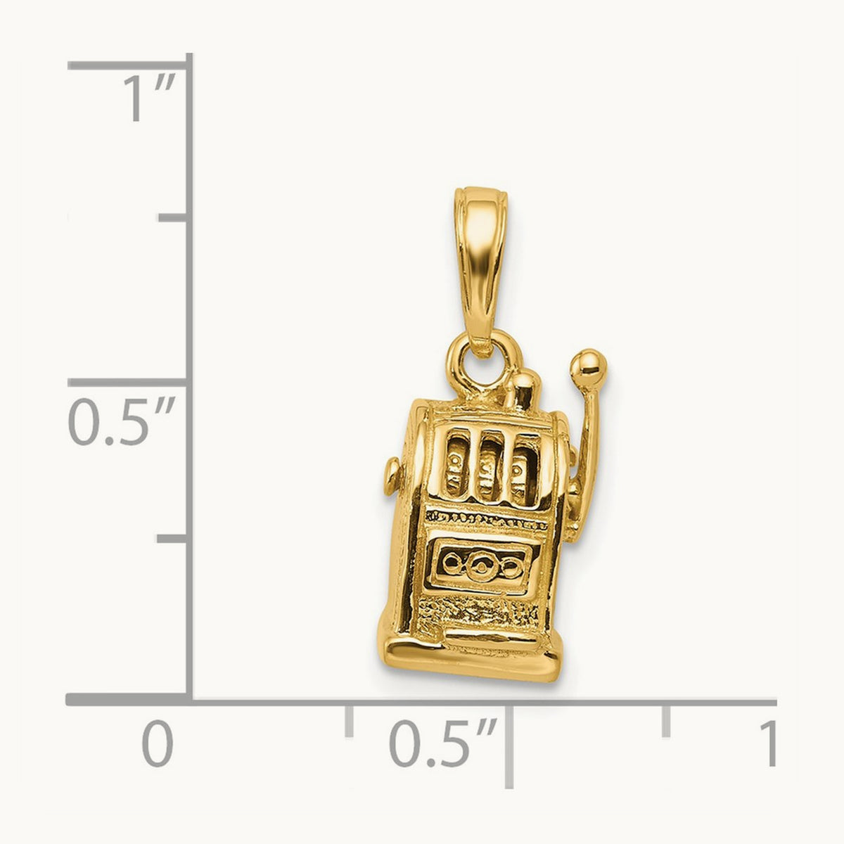 3-D Moveable Slot Machine Pendant, 14K