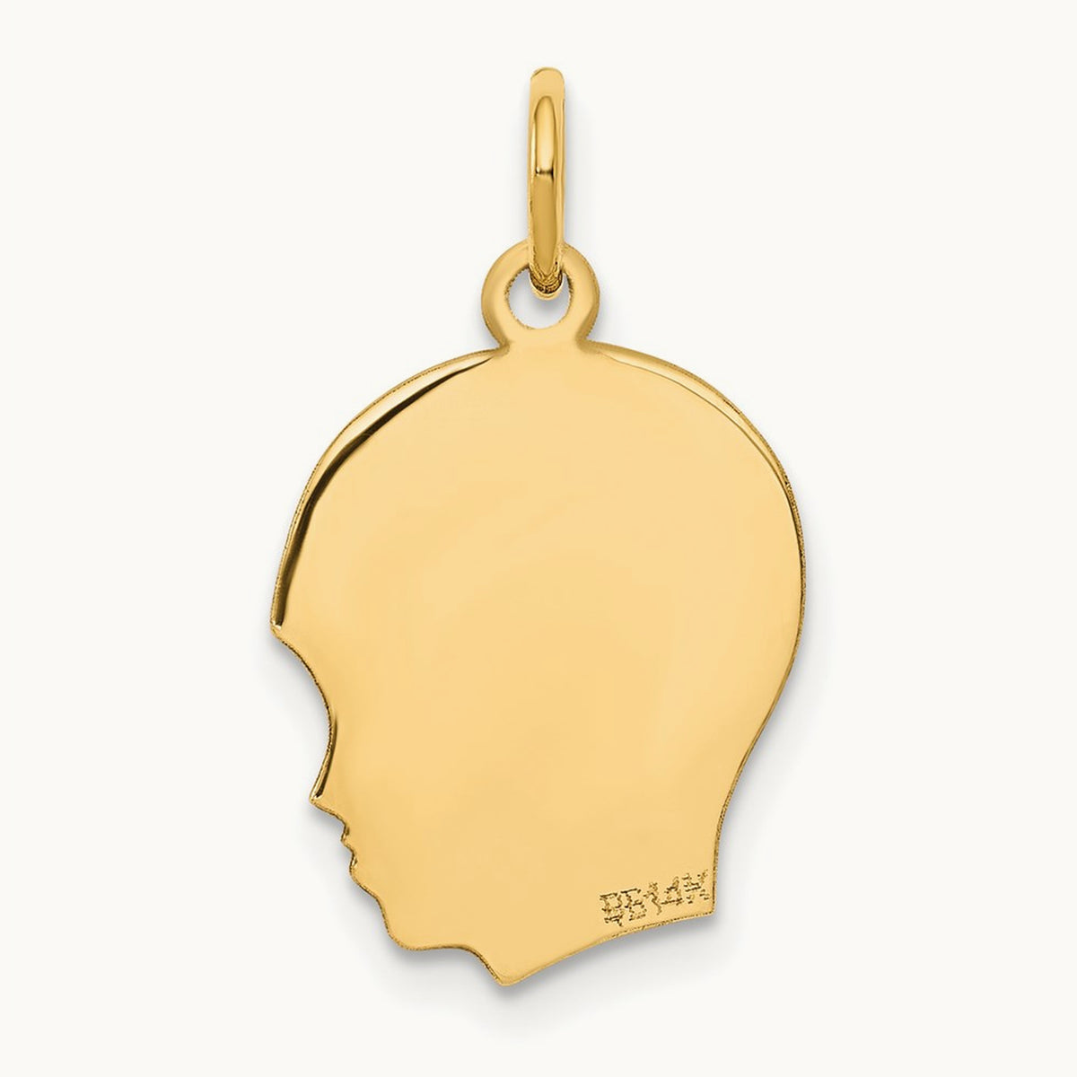 Plain Medium .035 Gauge Facing Right Engravable Boy Head Charm — 22mm