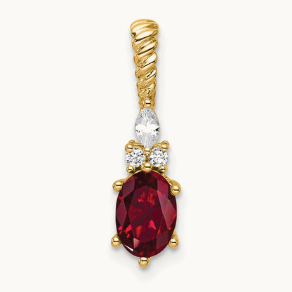 Polished Diamond and Lab Created Ruby Twisted Chain Slide, 14K