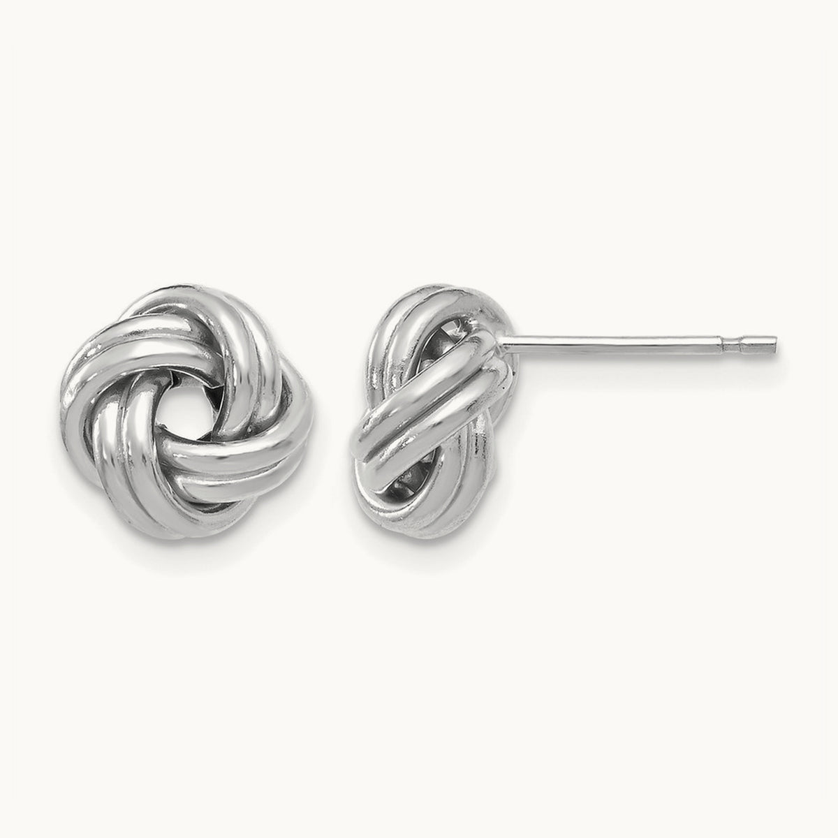 Plating Polished Love Knot Post Earrings, 14K with White Rhodium — Leslie's