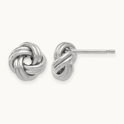 Plating Polished Love Knot Post Earrings, 14K with White Rhodium — Leslie's