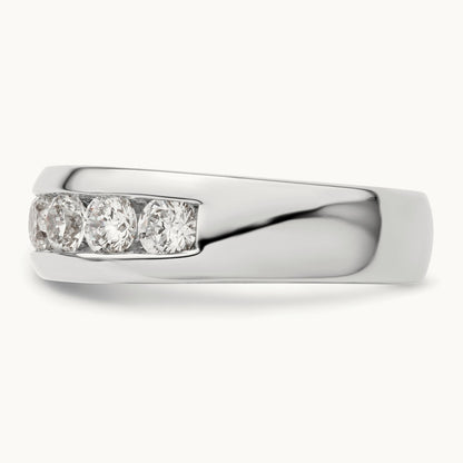7-Stone Diamond Channel Band, 14K White Gold